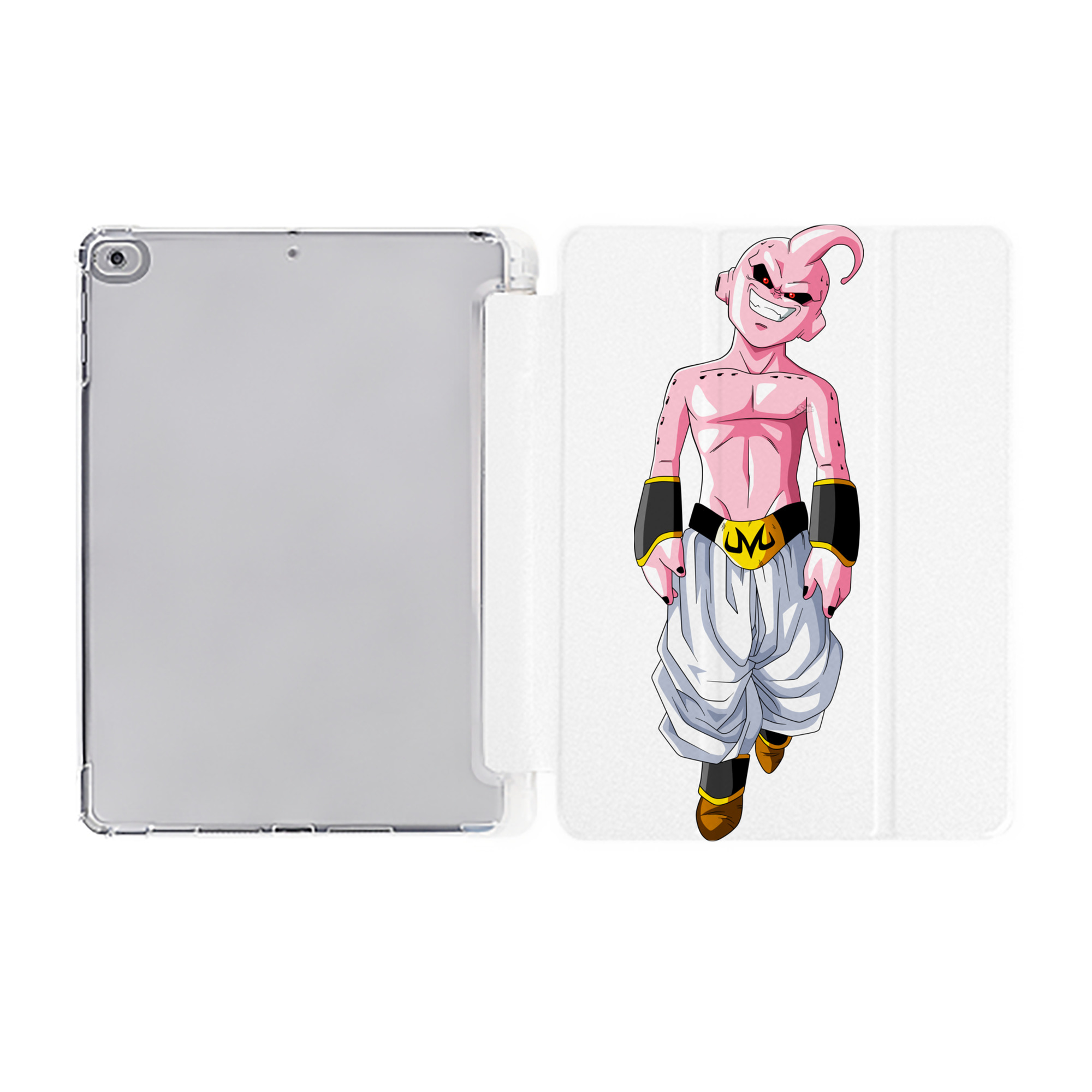 （画像用） ドラゴンボール 魔人ブウ DRAGON BALL Majin Buu IPad ケース ペン収納付き 三つ折りスタンド PUレザー×シリコン 対応機種9.5/10.5/10.9インチ